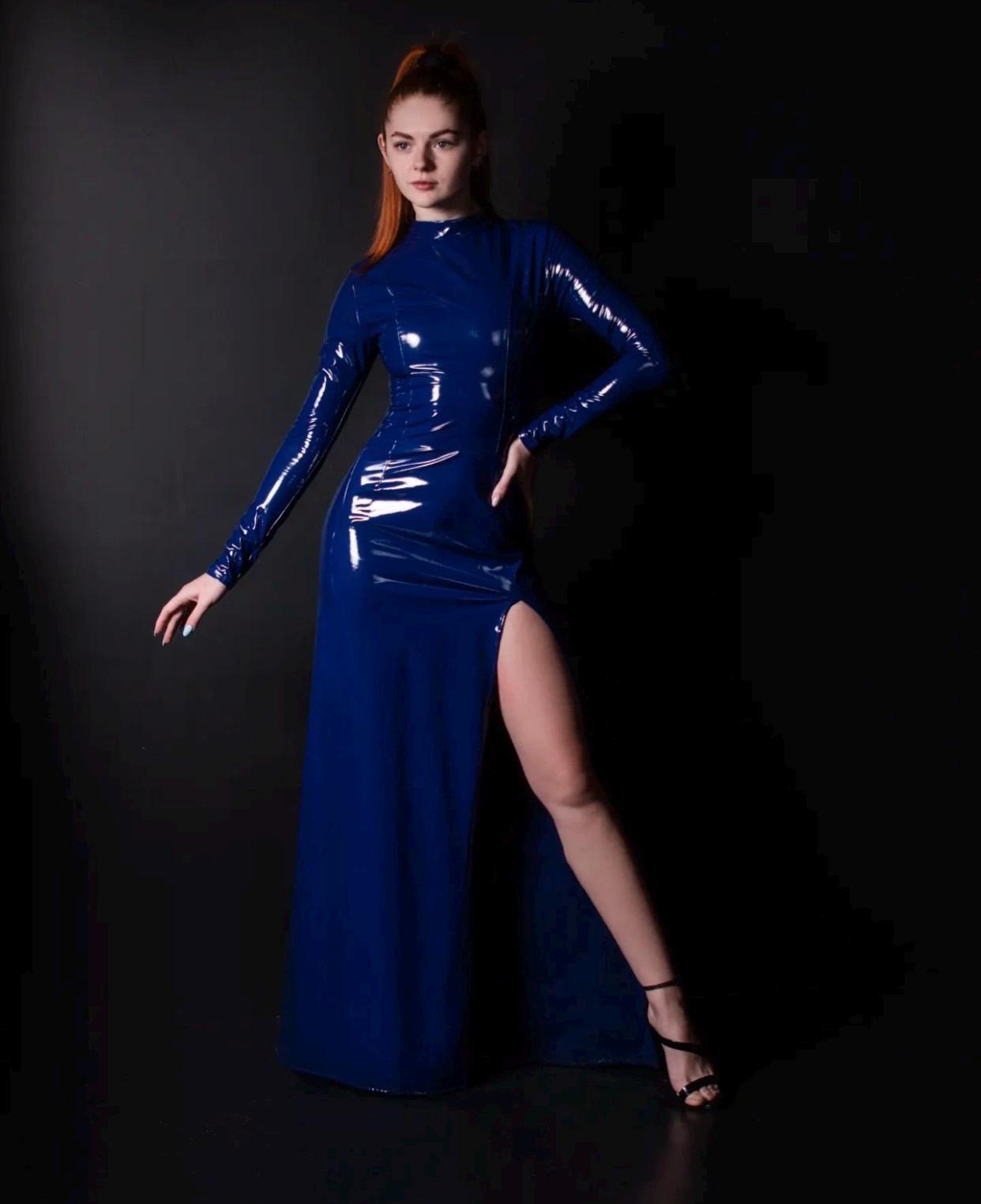 blue rubber dress Sexy Blue Perfection Latex Dress – Laidtex main image 1