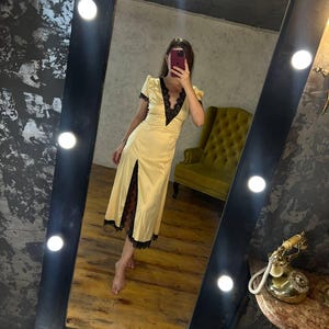 Elegant satin nightgown with lace details