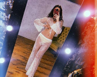 Sheer Floral Lace Lingerie Set – Bridal Boudoir Outfit