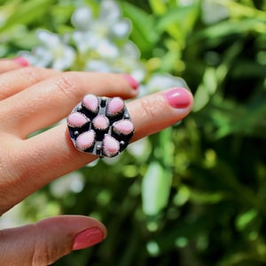 Size 6.5 -Sterling Silver Pink Flower Ring