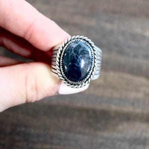Size 10- Obsidian Sterling Silver Ring