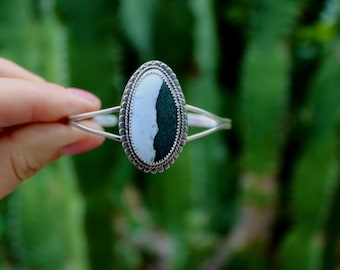 White Buffalo Turquoise Sterling Silver Cuff