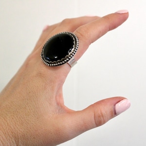 Size 9.5 Sterling Silver Black Onyx Ring