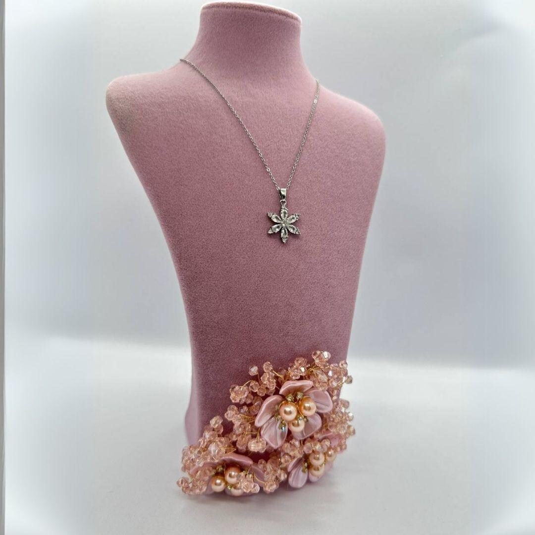 Elegant Pink Mannequin Jewelry Stand - Perfect for Displaying Necklaces & Accessories