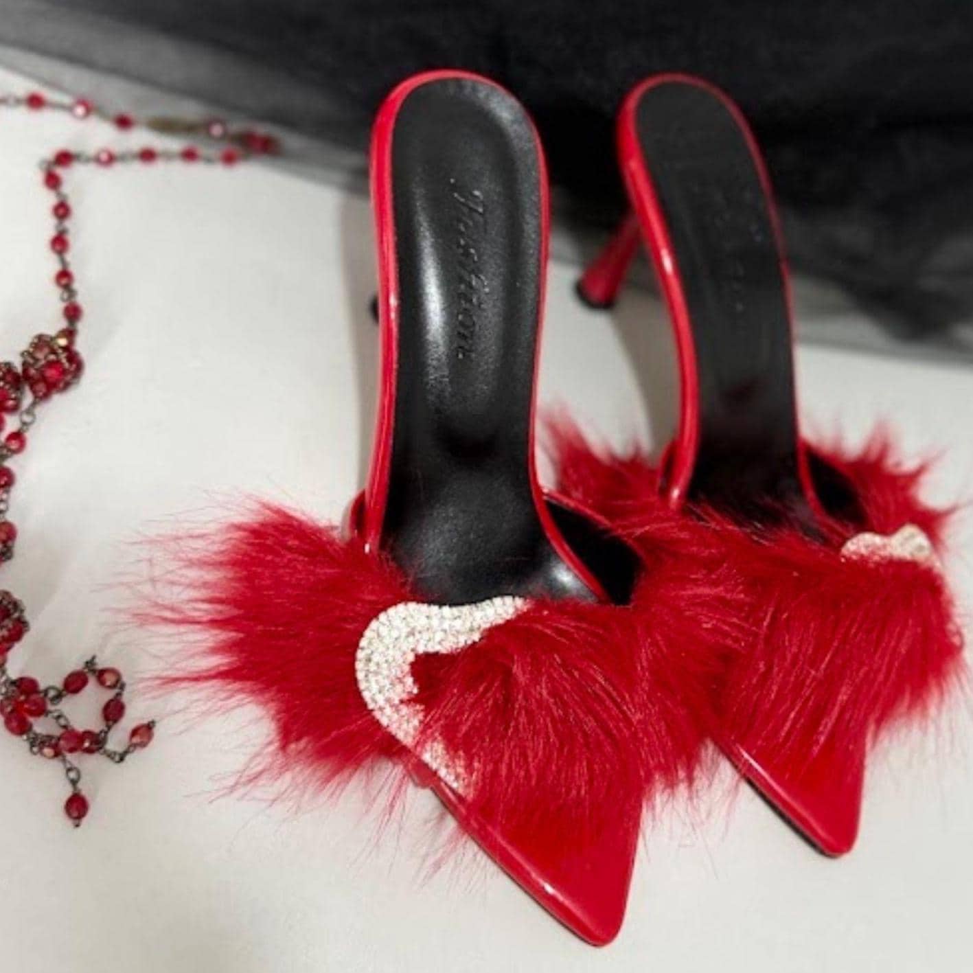 靴 Melt the Lady pointed toe fur mule 39 Melt the lady White Fur