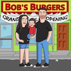 Bobs Burg Custom Portrait,Cartoon Portrait, Burger Portrait, Burger Gifts, Couple Drawing, Fathers Day Gift, Family Portrait, Birthday Gift