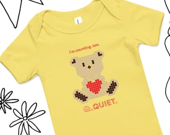 Body de bebé "Silencio, yo también cuento" / Body a juego de ganchillo y punto / Regalo de manualidades para mamás primerizas