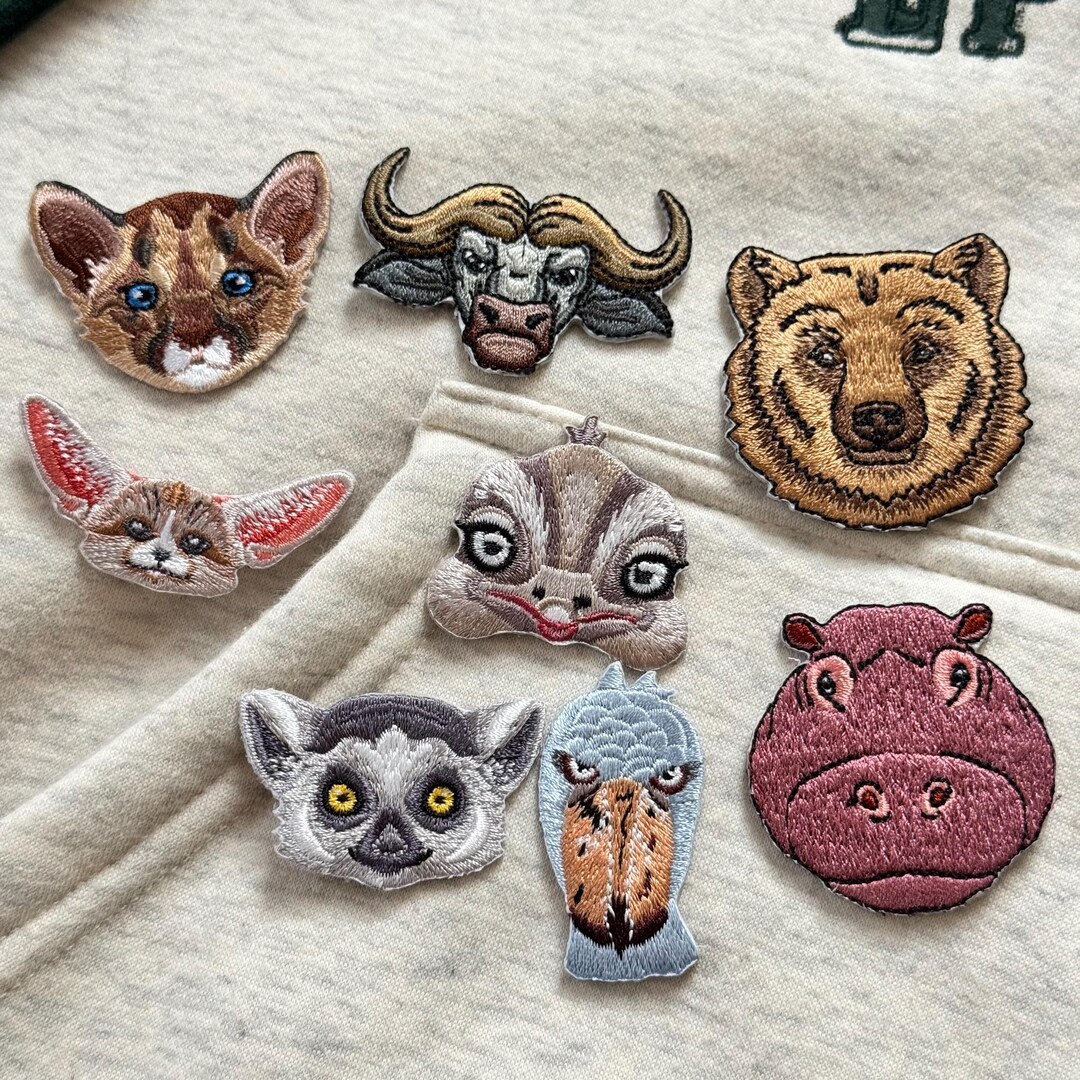 Wild Animal Head Iron on Embroidery Patch - Gear Identifier & Clothing ...