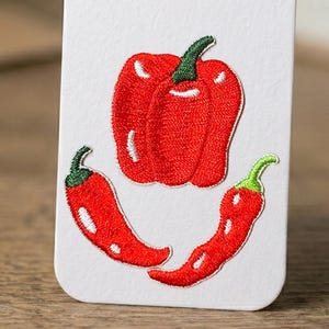 Red Pepper Chili Embroidered Patch Set Self-Adhesive Spicy Food DIY Fabric Sticker