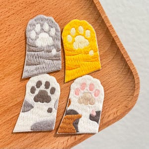 Cat Paw Embroidered Iron On Patches: Kawaii DIY Applique Set