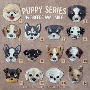 Broderad valpras-stryklapp | Hundmamma-present, jacka, mössa, ryggsäckstillbehör