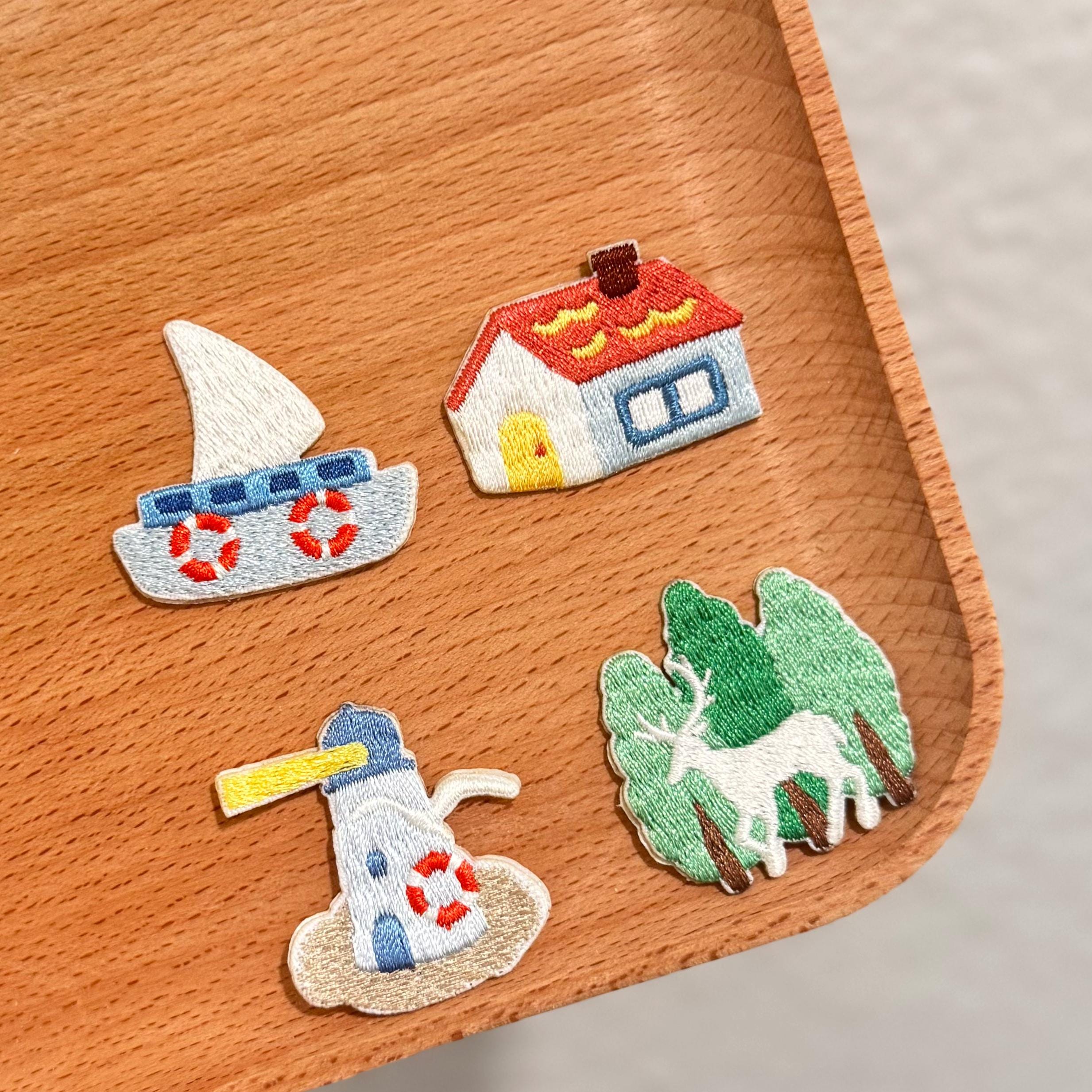 Abenteuer Natur Reise Aufnäher für Kinderrucksack Jacke DIY Dekoration Bestes Geschenk für kleine Entdecker Gestickter Aufnäher 4STK