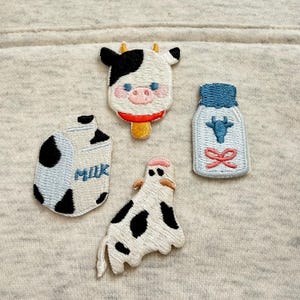 牛乳刺繍パッチ - 粘着式弁当袋識別用 Kindle ケース デカール