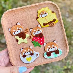 Roter Panda Patch Gestickt Bügelbild Applikationen DIY Kinder Handwerk