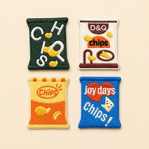 Snack Patch, Chips Food Iron On Patch, Cute Embroidered Food Patch