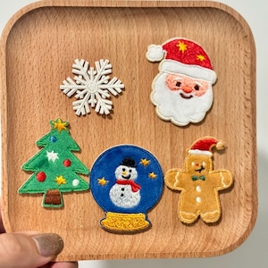 Christmas Embroidered Patch Self Adhesive Santa Tree Snowman Snowflake Gingerbread