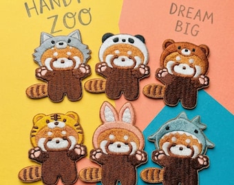 Red Panda Iron On Patch: Embroidered Kawaii Animal Applique