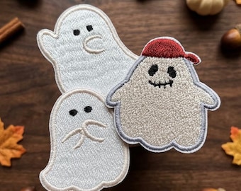Kawaii Ghost Embroidered Patch – Self-Adhesive Applique