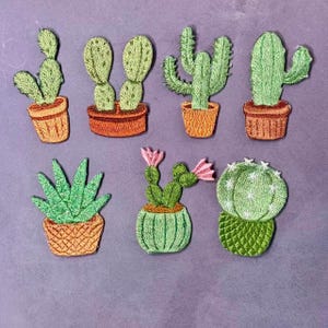 Cactus Embroidered Iron On Patch | Succulent Plant Decor for Jackets, Hats, Backpacks