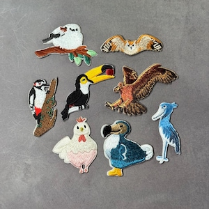 Haftowane naszywki z motywem ptaków | Aplikacje do prasowania z motywem dzikich zwierząt (kurtka, czapka, plecak)
