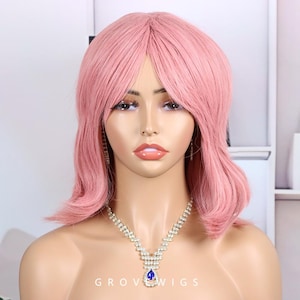 Bitch Club-cosplaypruik - Himeru Kashima roze kort anime-haar met asymmetrische pony | Punkrockmeisjesstijl