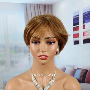 Brown wig ,Dark Brown Pixie Cut Wig Synthetic Heat Resistant Wig, short straight wig ，cosplay wig