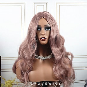 Purple wig,Cosplay ladies front lace chemical fiber long curly hair Lexin wig set  Cosplay Wigs