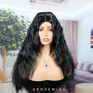 Black wig ,Black Afro Kinky Curly Wig - Middle Part Synthetic Hair for Women,cosplay wig