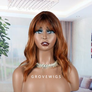 Brown wig,Curly Wigs Synthetic Wigs with bangs Women&#39;s Wigs for Daily , cosplay wig
