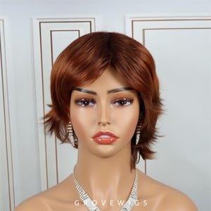 Brown wig,Women Ladies Natural Short  Wavy Curly Pixie Cut BOB Wigs Hair Full Wig Cosplay Wigs