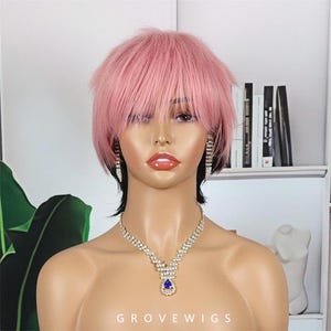 Yuji Itadori Cosplay Perücke, Jujutsu Kaisen Pink & Schwarz Anime Kunsthaar mit Spiky Enden, Pre-Styled Halloween/Convention
