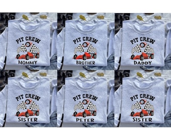 Twee snelle pitcrew-verjaardagsshirts, autorace-verjaardagsshirts, shirts voor de jarige jongen, familieverjaardagsshirts
