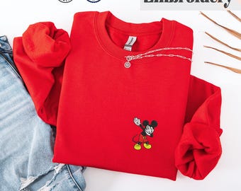 Embroidered Funny Mickey Sweatshirt – Dab Dance Hoodie for Families, Disney Matching Sweatshirt, Group Vacation Sweatshirt, Funny Mickey Dab
