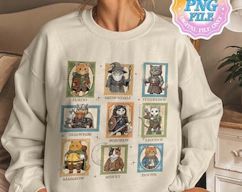 Herr Der Katzen Briefmarken PNG Digital Download, Zauberer Katze Grafik-Shirt Designs, Geschenk für Katzenliebhaber