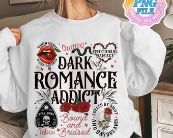 Dark Romance PNG Shirt Designs For Fantasy Readers, Villain Era PNG, Enemies To Lovers PNG, Book Club File