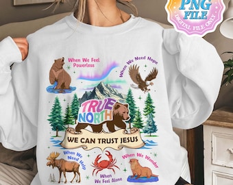 Custom We Can Trust Jesus PNG Digital Download, True North VBS Digital Download Designs, Trusting Jesus In A Wild World, Bible Verse