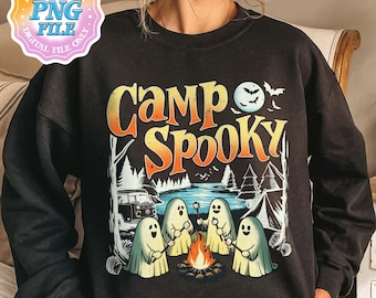 Camp Gruselige PNG digitaler Download, Summerween Sofort-Download, Gruselige Sommer Vibes, Gruseliger Wald Camping, Halloween im Sommer, Sommerlager