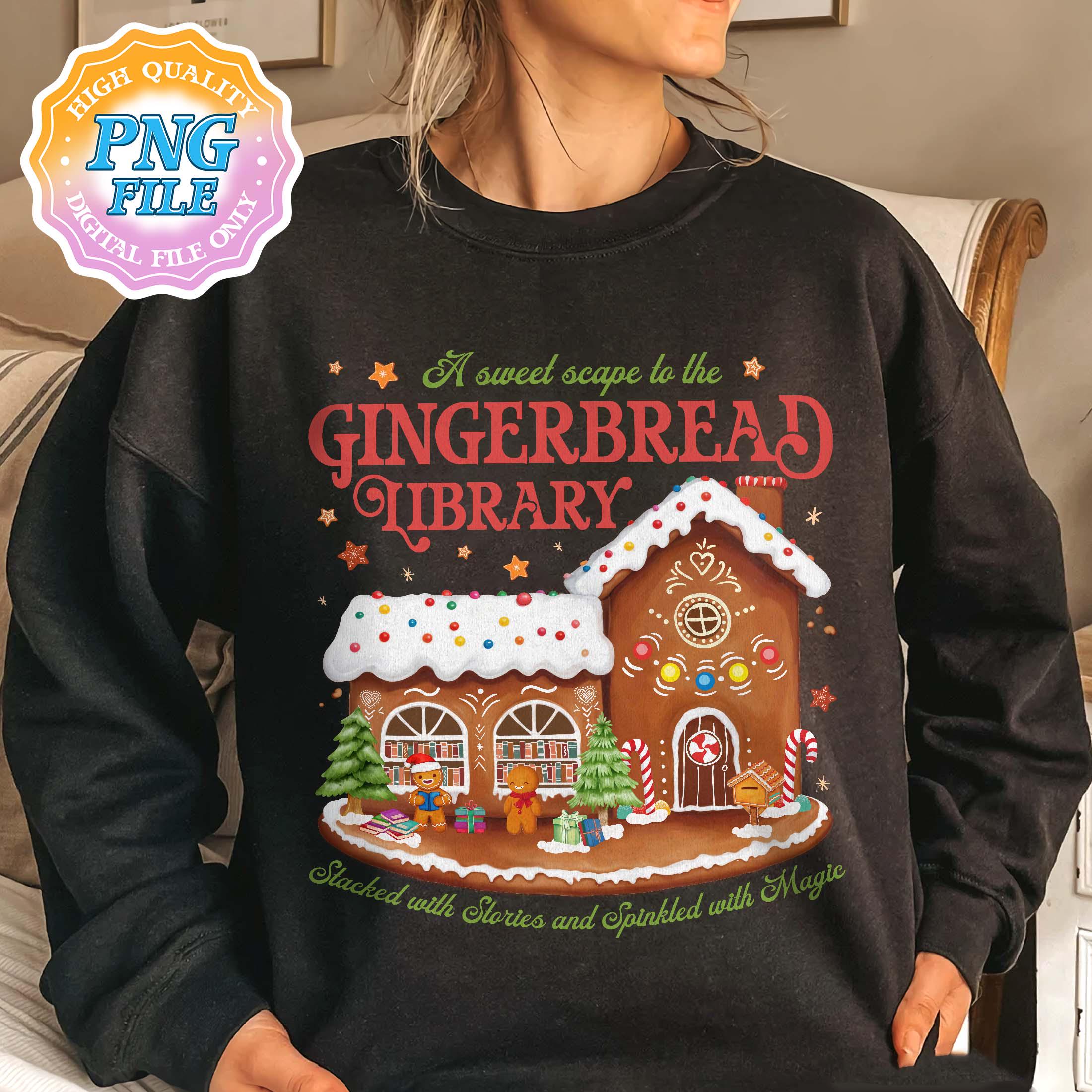 Gingerbread Library PNG Digital Download, Bookish Christmas Cookie PNG ...
