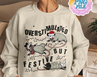Sobreestimulado pero festivo (PNG), Zarigüeya navideña (PNG), Navidad fea (PNG), Navidad divertida (PNG), Regalo de zarigüeya, Zarigüeya divertida (PNG), Archivo digital