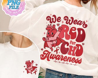 Heart Warrior PNG Digital Download, We Wear Red for CHD Awareness PNG, Heart Disease Month