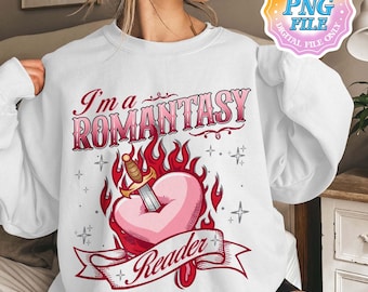 Romantasy Readers PNG, Fantasy Book Lover Clipart, Digital Download, Aesthetic Reading Designs for Bookworms