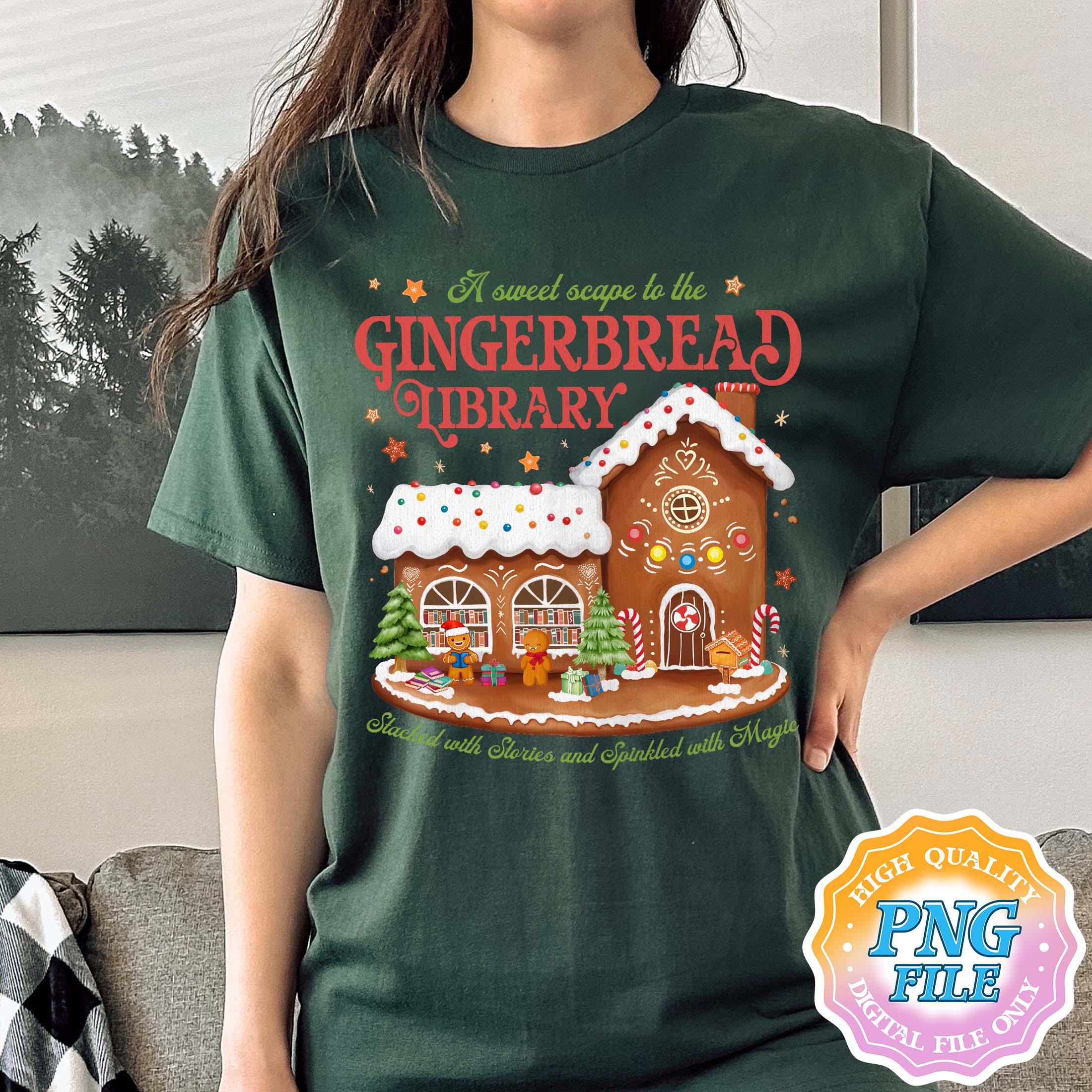 Gingerbread Library PNG Digital Download, Bookish Christmas Cookie PNG ...