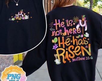 He is Risen Easter PNG Digital Download, Floral Christian Art Print, Jesus Easter Sublimation Design, Easter Gift for Her, Religious Apparel