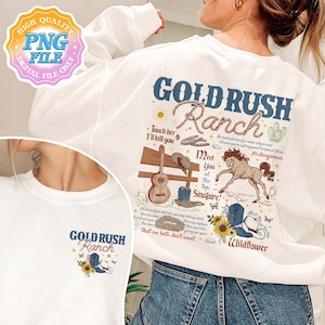 Gold Rush Ranch PNG Digital Download, Western Graphic PNG Design, Vintage Cowboy Apparel, Elsie Silver Merch, Bookish Merch