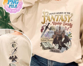 Fantasy Reader Society PNG Digital Download, Romance Reader Sublimation Design, Bookish Gift for Fantasy Lovers, Cute Bookworms PNG Design