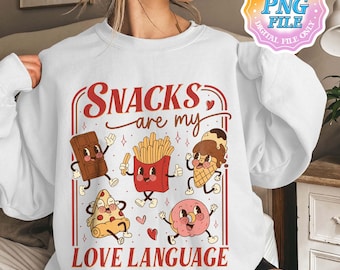 Snacks sind meine Liebessprache PNG digitaler Download, lustiges Valentinstag PNG, Valentinstag Geschenk für Snacks-Liebhaber