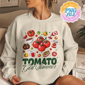 Tomato Girl Summer PNG Digital Download, Tomato Instant Download Designs, Garden Shirt, Farmers Market PNG Clipart, Gift for Gardener