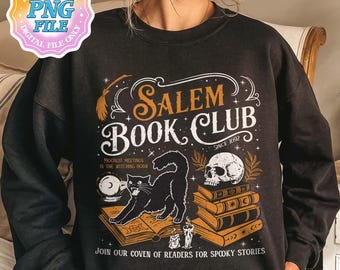 Salem Book Club PNG, Retro Halloween Png, Bookish Halloween, Book Halloween Png, Halloween Shirt Png, Salem Witch Book Club Png