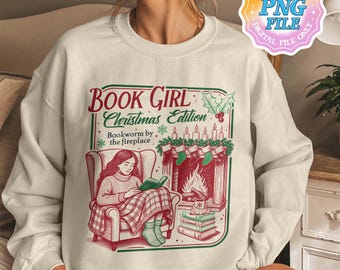 PNG de Chica de Libros Edición Navideña, PNG de Querido Santa Picante, PNG Divertido para Amantes de los Libros Navideños, Diseños de Camisetas "Todo Reservado para Navidad"