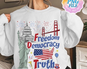 Patriotic Subtle Fdt PNG Digital Download, Freedom Democracy Truth Instant Download, Independence Day PNG Clipart, 4th of July Digital File
